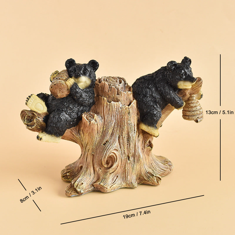 Two Bears on Stump
