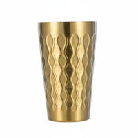 Stainless Steel Cup Shatterproof Korean Style Beverage Cup Easy to Clean Hammered Metal Tumbler for Restaurant, Outdoor