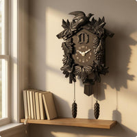 Retro Wall Cuckoo Timepiece Pinecone Weights House Decoration Accurate