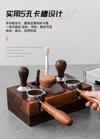 咖啡压粉座 意式咖啡机工作台粉座 手柄支架收纳座胡桃木压粉底座