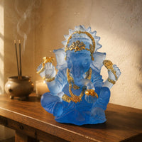 Resin Ganesha Ornament Translucent Ganesha Statue Gold Accents for Living Room