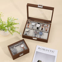 Black Walnut Wood Grain Watch Storage Box with Silk Cotton, 12-Slot