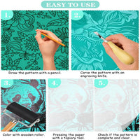 Printmaking Set with Board and Carving Tools for DIY Stamp Art
