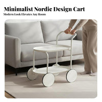 2-Tier Rolling Side Table Minimalist Design Mobile Furniture Large Capacity