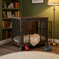 Dog Crate Furniture Flat Top Wood Metal Dog Crate Sturdy