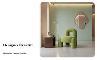 Sculptural Armchair Abstract Design Upholstered Wood Frame Armchair Space-Saving Size High-Density Foam for Business Owners