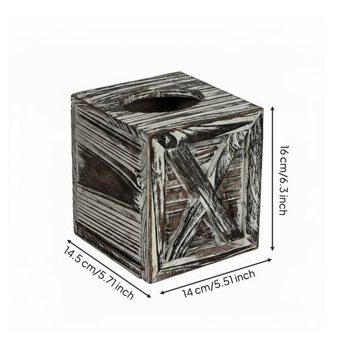 Wood Tissue Dispenser Case Decorative Vintage Tissue Box Cover Vintage-Style Home Storage for Living Room