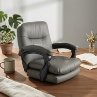 PU Leather Executive Chair Gray High Back Office Chair Upholstered for Study Room