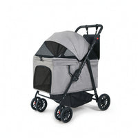 Spacious Pet Stroller with Mesh Panels Secure Dog Cart with Adjustable Handle Portable Wheeled Pet Carrier Foldable for Dogs