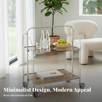 2-Tier Foldable Utility Cart Mobile with casters Household Furniture for Home Use
