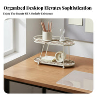 Light Luxury Design Iron Makeup Stand Space Saver Double Layer Cosmetic Rack Large Capacity for Dressing Table, Bedroom, Bathroom Counter