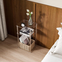 3-Tier Acrylic Square Table Small Nightstand for Living Room, Bedroom, Bedside, Heavy Duty