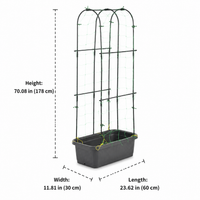Raised Planter Box with Trellis, 178cm Vertical Garden for Climbing Vegetables, Dark Grey Outdoor Plant Support for Balcony