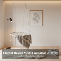 Tassel Hanging Chair Boho & Design Tasseled Macrame Lounger Relaxing Suspended Seating for Home Decorators, Readers, Balcony, Living Room, Bedroom