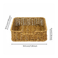 Imitation Rattan Tissue Holder Nordic Style Desktop Organizer Basket Multifunctional Woven Napkin Basket for Office Desk, Washroom, Picnic