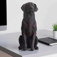 Resin Sitting Dog Figurine Seated Dog Figurine Tabletop Ornament Carved for Collectors, Living Room, Entryway, Office, Bookshelf