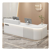 Modern Reception Desk Sturdy Construction Retail Front Desk Ample Storage Modern Checkout Counter for Receptionists, Business Owners