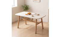 Modern Dining Table with Steel Legs Rectangular Wood Grain Dining Table Minimalist Furniture Sturdy for Small Families, Renters, Kitchen, Apartment