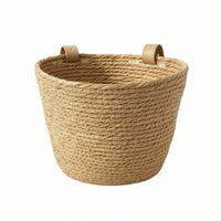 Woven Basket with Straps Waterproof Imitation rattan Basket Weather Resistant for  , Pushchairs