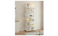 Rust-Resistant Six-Tier Storage Rack Easy-to-Clean Steel Shelving Unit Tall Bookcase with X-Brace Sturdy for Living Room, Kitchen, Balcony
