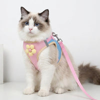 Cat Harness and Cat Leash Set, Reflective Polyester Vest Style Cat Walking Harness, Adjustable Outdoor Walking Leash for Kittens and Cats