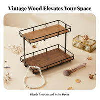 Wooden Makeup Rack with Drawer Vintage Design Vanity organizer Multi-Compartment