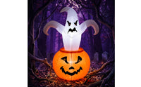 Glowing Inflatable Decoration with LED Light Outdoor Ghost with Pumpkin Tall Inflatable Halloween Decor Bright for Yard