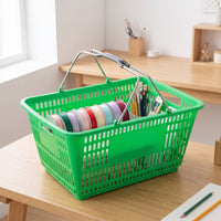 Shopping Basket with Metal Handle Produce Basket with Wire Handle Heavy-Duty for Shoppers, Supermarket