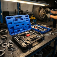Pneumatic Brake Caliper Compression Tool Kit Air Pressure Assisted Brake Caliper Tool Set with Storage Case Left and Right Turn for Mechanics, Garage