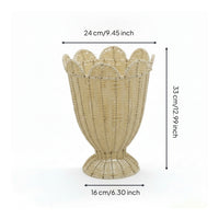 Woven Vase Handwoven Wicker Vase Compact for Living Room, Windowsill, Homeowners