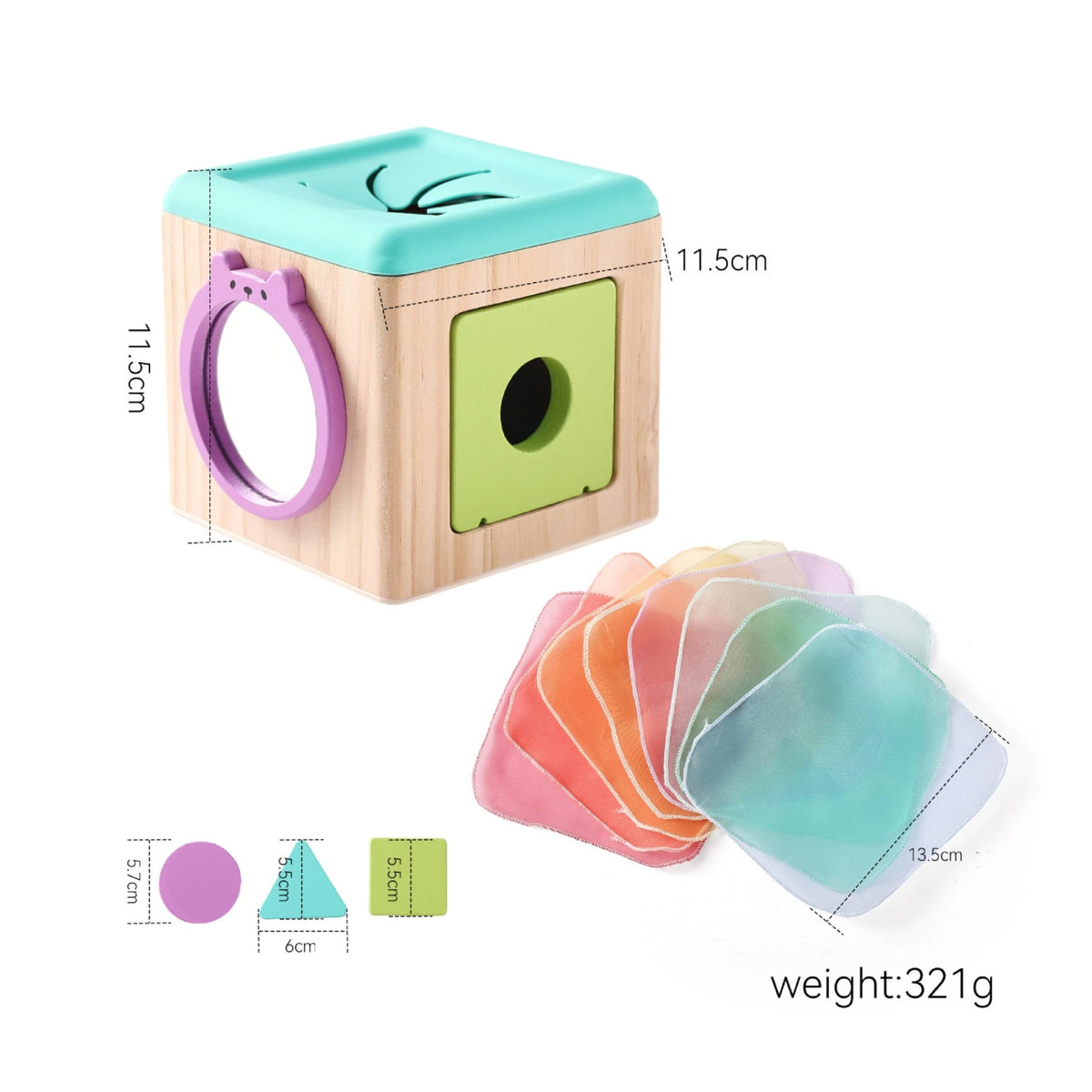 Fine Motor Shape Sorter with Textile Pieces Hands-on Wooden Shape Sorter Cube Easy-to-Grip Wooden Activity Cube Sturdy for Playroom