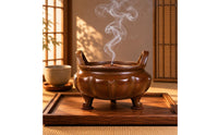 Lotus Incense Burner Brown Metallic-Like Finish Copper Incense Burner Side