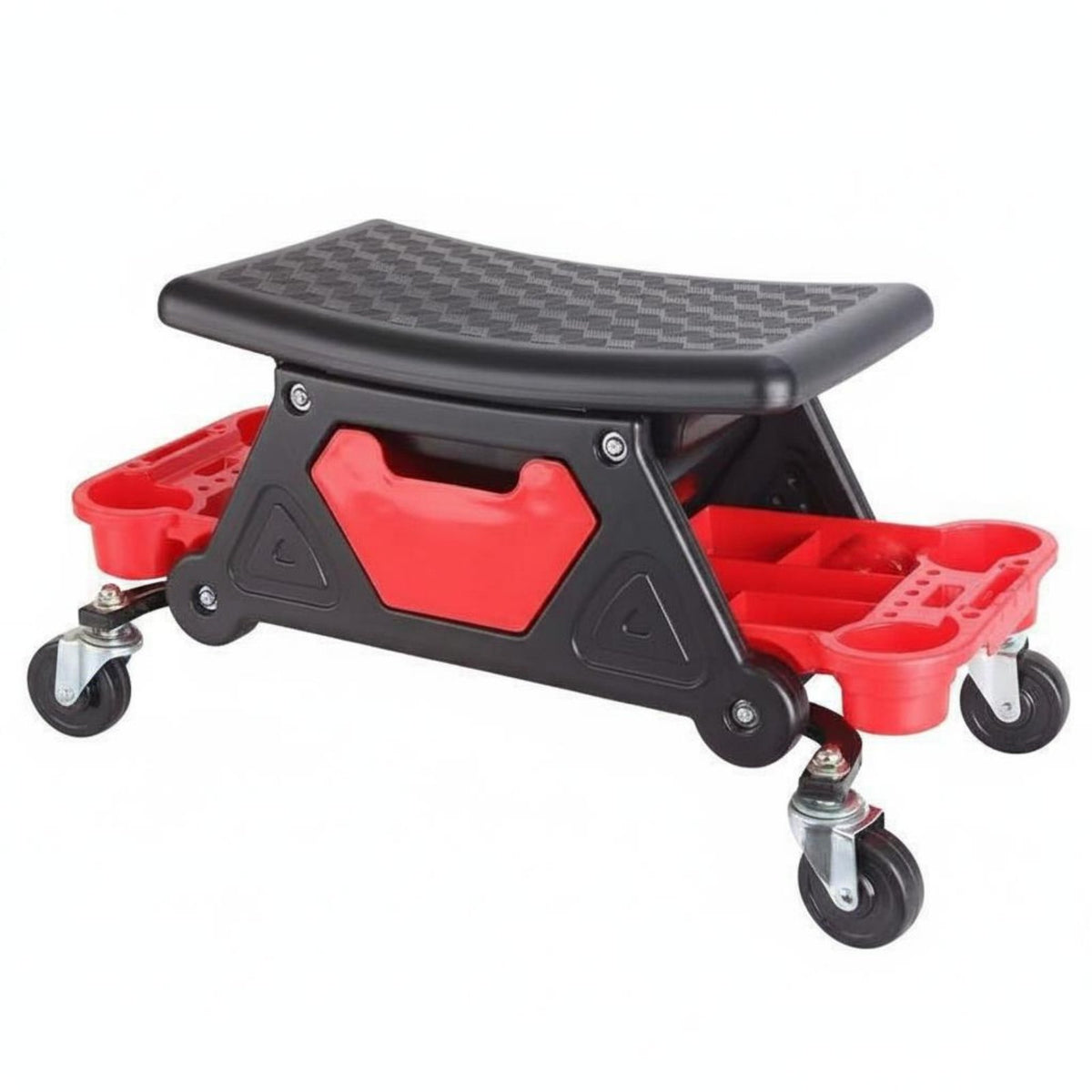 Heavy-Duty Construction Automotive Work Stool with Tool Trays Low-Profile Design Workshop Equipment for Mechanics, Garage