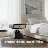 Rounded Single-Drawer End Table Creamy Creamy Finish Nightstand for Homeowners