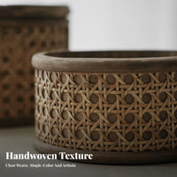 Lidded Storage Container With Lid Lidded Wicker Case particlesproof Vintage design for Students, Homeowners
