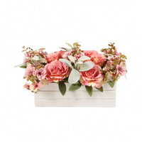 Rose Arrangement with Planter Rectangular Flower Centerpiece Luxuriant