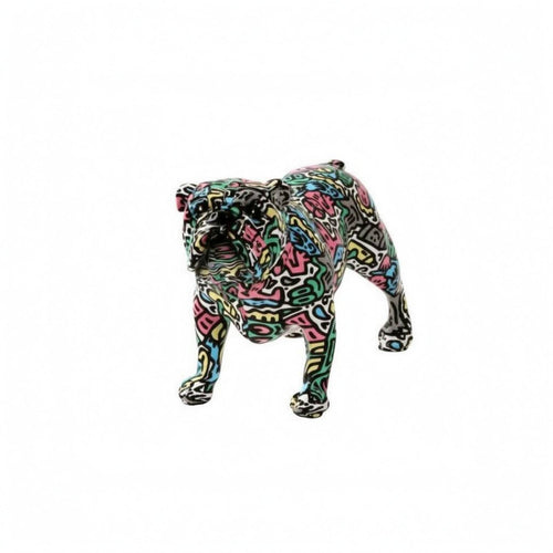 Resin Canine Figure Figurine Eye-Catching Colorful Canine Figure Statue High-Gloss Finish Artistic Dog Statue for Living Room