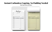 Carbonless Receipt Pad Chipboard Backing Order Form Pad Perforated Pages Sales Receipt Booklet