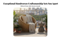 Pad Ed Barrel Armchair Natural Aesthetic Woven Seating Comfortable Pad Breathable Design for Balcony, Bedroom, Bay Window