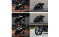 Glossy Black Motorcycle Front Mudguard Streamlined Mudguard with Mounting Bracket Direct Fit Front Mudguard Bracket Aftermarket