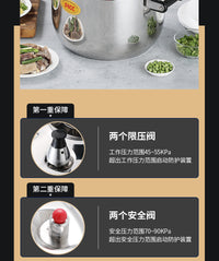 不锈钢防爆高压锅大容量超大号食堂压力锅商用燃气炉电磁炉通用锅