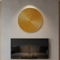 Round Metal Wall Decoration Large Circular Ribbed Wall Plaque Modern Style