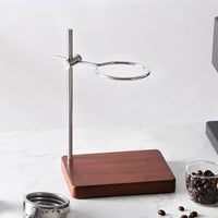 Adjustable Wooden Coffee Drip Stand with Glass V60 Dripper and Server Set