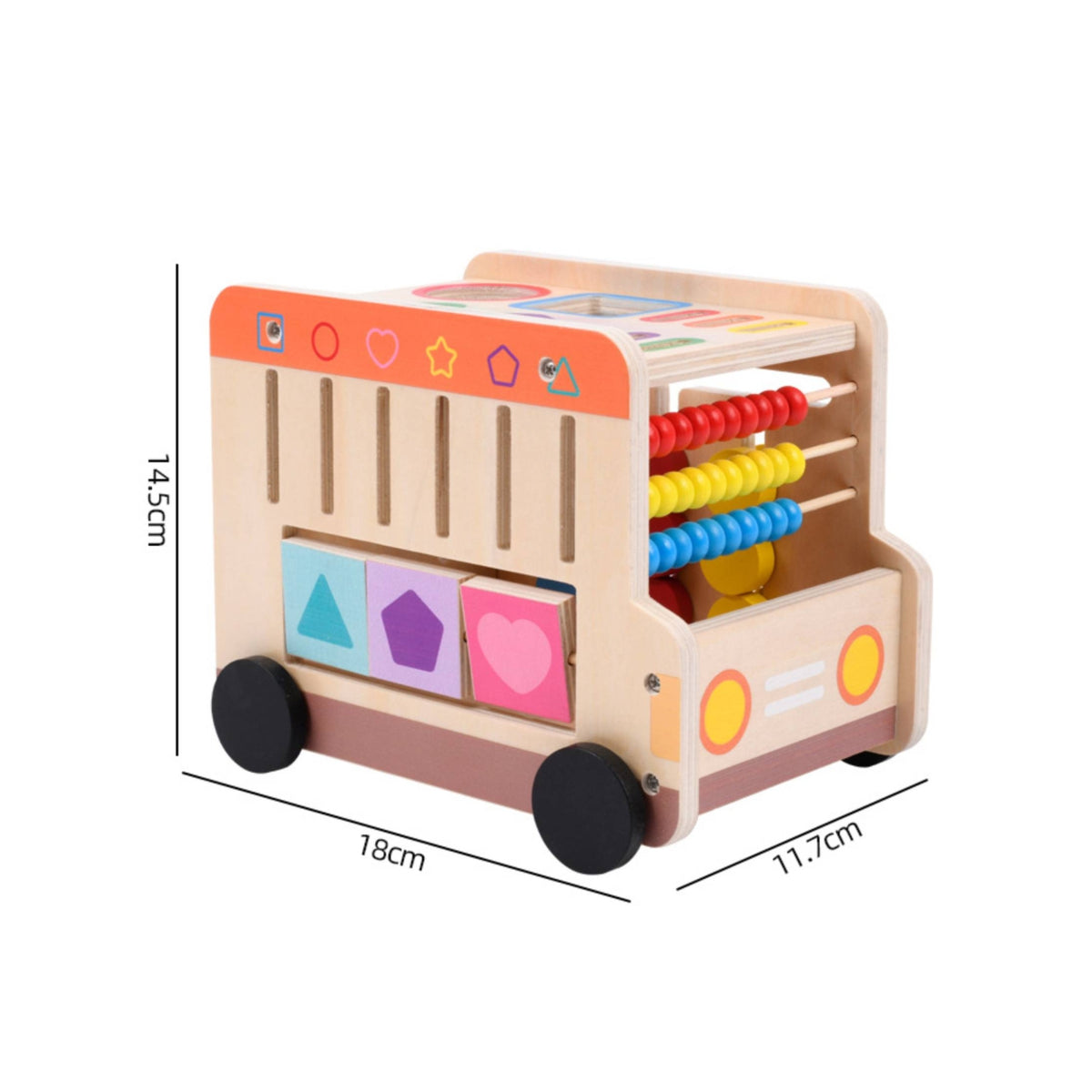Multifunction Push Toy Early Learning Wooden Activity Car Educational Wooden Shape Sorter Toy for Young Children, Preschoolers, Home Play