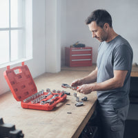 Through-Hole Socket Wrench Kit Compact Gear Socket Wrench Set with Case Multi-Function Through-Hole Ratchet Set for Garage