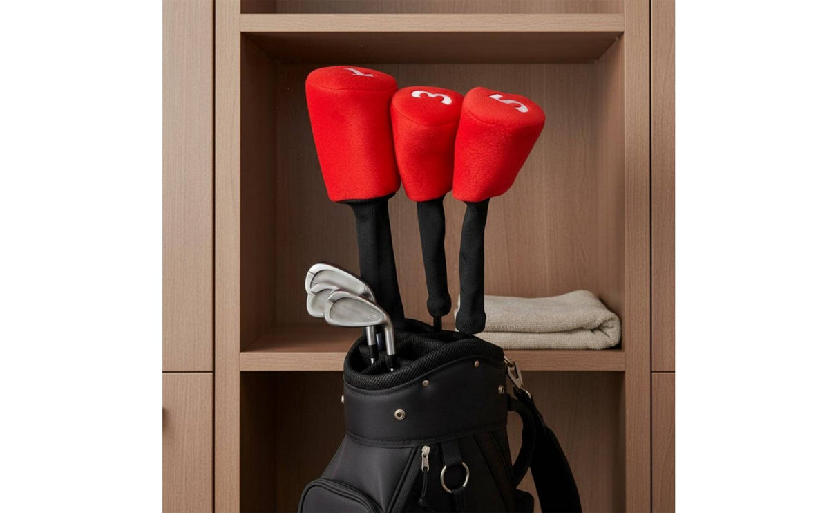 3 Pieces Sport Wood Headcover Set Embroidered Pattern Soft Sport Headcovers Numbered Club Head Protectors Wear-Resistant