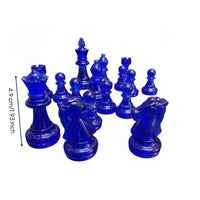 16 Pieces Multiple Colors Available Transparent Chess Pieces Lightweight Plastic Chessmen Portable Board Game Accessory Includes Storage Bag for Beginners
