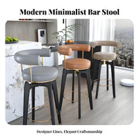Wooden Stool with Woven Seat Rotating Bar Chair sturdy Wood Built-in Footrest for Families