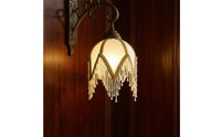 Lampshade Cover with Bead Fringe Linen-Textured for Photo Styling, Tea Rooms