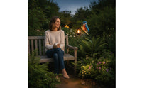 Outdoor Kingfisher Garden Stake Light Decorative Solar Bird Garden Light Metal Bird Ornament with Lantern Colorful for Gardeners, Homeowners, Lawn, Flower Bed, Pathway, Patio